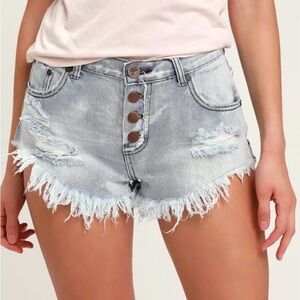 ONE Teaspoon “Brandos” Jean Shorts Relaxed Fit Long Rise Button Fly Size 24